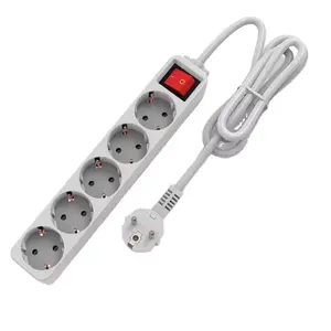 E10-5 New EU Plug AC Outlet Power Strip Multitap Extension Electrical Socket Commercial 16A CE ROHS GS Fire-proof