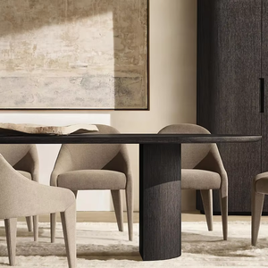 Mesa de Comedor Rectangular de Madera Ovalada, Estilo Moderno, Minimalista, Natural y Elegante, Ideal para Comedores Domésticos - Product Image 4