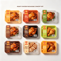 Sacs Doypack en PE transparents, personnalisés, halal, pour poulet rôti, poulet grillé, poulet entier surgelé, avec film rétractable et sous vide