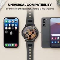Montre connectée puissante avec batterie 1000 mAh, montre connectée tactique d'extérieur K77 avec lampe torche LED, tracker de fitness sportif