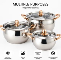 Ensemble de casseroles en acier inoxydable en forme de pomme, 6/12 pièces, fond épaissi, avec couvercle en verre, pour la cuisine à domicile, l'hôtel