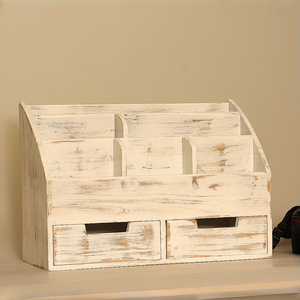 Wooden Storage Rack Rectangle <b>Open</b> Top With Compartments Desktop Organizer For Home Office Use - Product Image 2