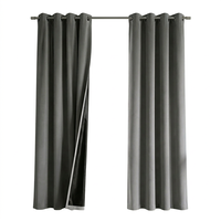 Rideau occultant 100 % en polyester imitation lin pour la maison et l'hôtellerie, prêt à poser avec œillets, style à œillets, fort pouvoir occultant (70%-90%)
