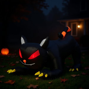 Gato Negro Inflable Animado de Halloween de 6.5 Pies con Luces LED, Decoración para Jardín Interior y Exterior, Decoración para Fiestas de Jardín - Product Image 2