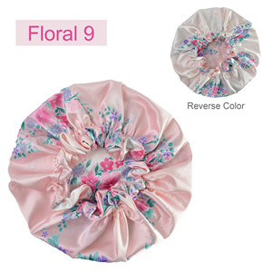 Gorro de pelo de doble capa de Venta caliente, diseñador personalizado, envolturas de pelo de lujo para mujer, gorro de pelo de satén para dormir, gorro de satén Reversible - Product Image 3