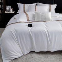 Parure de lit hôtelière en coton 100% blanc, drap-housse et housse de couette, tailles Queen et King, 200/300 fils au pouce carré