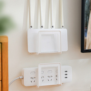 Wall Mount Router Stand <b>White</b> Punch Free Storage <b>Bracket</b> For Electronic Devices Office Organizer - Product Image 1