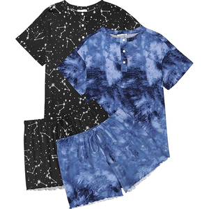 <span class=keywords><strong>Pigiama</strong></span> con stampa a sublimazione di alta qualità con stampa <span class=keywords><strong>pigiama</strong></span> con stampa Allover 2 Pack per donna Set Top a maniche corte con Shorts - Product Image 3