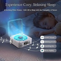 Machine à sommeil OEM avec bruit blanc, haut-parleur 5.2, style lecteur de disques vinyles rétro, veilleuse RGB à effet d'ondulation d'eau, 1500 mAh
