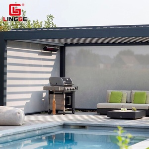 Pergolas de terrasse d'extérieur personnalisables Persienne électrique coupe-vent Gazebo d'extérieur en aluminium 3x3 3x4 <span class=keywords><strong>4x3</strong></span> 4x4 4x5 4x6 6x3 6x4 6x5m - Product Image 1
