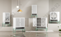Armoire de bar à café moderne étagère réglable buffet en métal rangement pour cuisine salon, couloir d'entrée
