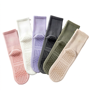 <b>Custom</b> logo Women Anti Slip Yoga <b>Socks</b> Breathable Crew <b>Grip</b> <b>Socks</b> Non Slip Athletic <b>Socks</b> for Pilates Workouts - Product Image 1