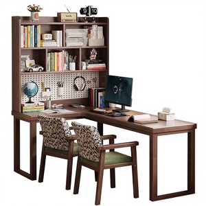 <span class=keywords><strong>Escritorio</strong></span> Esquinero en Forma de L de Madera Sólida con Librero Integrado y Diseño de <span class=keywords><strong>Panel</strong></span> <span class=keywords><strong>Perforado</strong></span> para Uso de Computadora en el Hogar para Estudiantes - Product Image 1
