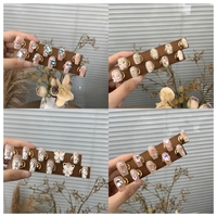 Nouvelles Idées de Produits : 10 Pièces Faux Ongles Courts Carrés à Presser, Effet Œil de Chat, Fleurs 3D et Diamants, Faits Main, Style Français, Portables, pour Fête