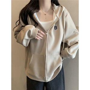 Women's Fleece Lined Hooded Sweatshirt Zip Up Loose Fit Thick Warm Coat With Pocket Spring Autumn Winter 2025 New Style - Product Image 4
