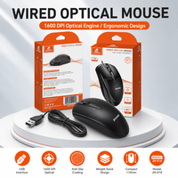JM-018 Mouse Optik Berkabel USB 1600 DPI Mouse Berkabel Ergonomis dan Ramping dengan Lapisan Karet untuk PC Laptop Desktop