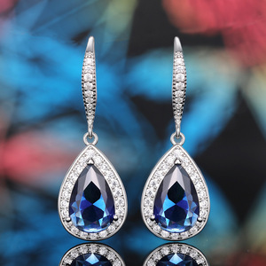 Orecchini pendenti blu da donna, accessori per l'orecchio vintage alla moda per l'uso quotidiano - Product Image 5
