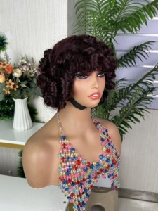 100% Virgin Human Hair High Density 12A LOOSE FRINGE LOOSE BOUNCY <b>WIG</b> Super Double Drawn Glueless <b>Wig</b> - Product Image 4