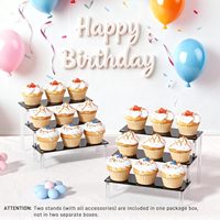 Lot de 2 présentoirs à 3 niveaux en acrylique, organiseur de parfums et cupcakes, plateau à desserts, décorations de fête, support de présentation noir pour bureau