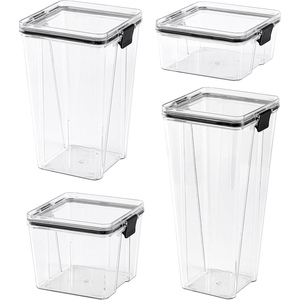 Household Bpa-Free Airtight <b>Clear</b> Plastic Stackable Kitchen Organizer Cereal Storage <b>Container</b> Dry Food Box Jar with Lids - Product Image 1