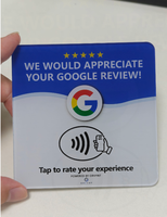 Carte acrylique programmable NFC Google pour les commentaires, cliquez pour laisser un commentaire, logo personnalisé, code QR pour le partage de liens sur les réseaux sociaux