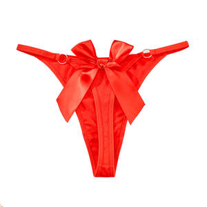 String pour femmes, string sexy, décoration en nœud, string taille mi-haute, sous-vêtements de bikini, culottes T-<span class=keywords><strong>back</strong></span>, tangas en coton - Product Image 5