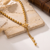 Collier pendentif en chaîne à pampilles avec perles en acier inoxydable pour femme, étanche, accessoires 18K, bijoux de mode pour le cou, cadeau