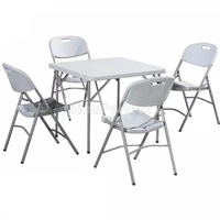 Sino Perfect Hotsale 8 Personen im Freien tragbare Kunststoff Rechteck Klapptisch Esszimmer weißen Stuhl Tisch für Hochzeits feier Events