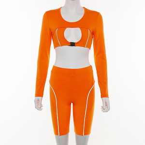2020 Taille haute Short Moulant Rue Bande Réfléchissante D'été Femmes Costume de Soirée Ensemble - Product Image 4