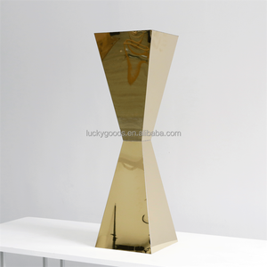 Support à fleurs rectangulaire doré HJ230168, centre de table pour mariage, support à fleurs en métal pour décoration de table de mariage - Product Image 5