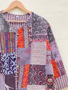 Vestes matelassées patchwork en coton, style bohème floral, veste d'automne et d'hiver, manteau streetwear, veste réversible bohème matelassée - Product Image 4