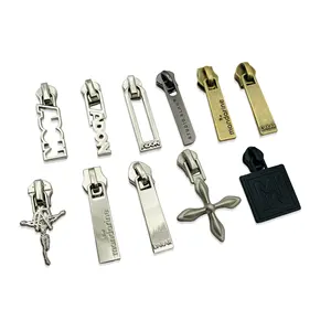 Auto Lock Zipper Head 5 Custom Logo Metal Zipper Slider And Puller