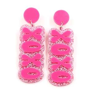 Boucles d'oreilles pendantes en acrylique découpé au laser plaqué titane <span class=keywords><strong>XOXO</strong></span> pour la Saint-Valentin, logo personnalisable - Bijoux tendance pour les occasions spéciales - Product Image 1