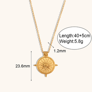 Collana Trendy Rz con 12 Segni Zodiacali, Ciondolo Retrò in Acciaio Inossidabile Placcato Oro 18k Impermeabile con Catena, Gioielli per Feste e Regali - Product Image 4