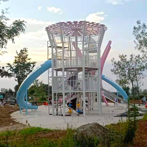 Tobogán de acero inoxidable para exteriores, estructura de escalada con forma de cohete, combinación de tobogán para parques de atracciones. - Product Image 3