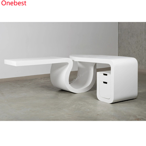 L hình dạng trắng bề mặt rắn Điều Hành/Ông Chủ/Quản lý và CEO bàn văn phòng bảng với tập tin ngăn kéo - Product Image 1