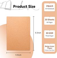 Cahiers Kraft vierges, carnets de notes vierges en gros, 80 g/m², non lignés, 60 pages, format A5, carnets de sujets, journal de voyage