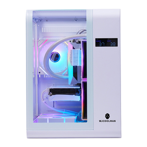 Caja de PC Micro ATX Mid <span class=keywords><strong>Tower</strong></span> Panel frontal y lateral de vidrio templado panorámico con puerto USB3.0 Blanco y negro - Product Image 4