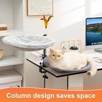 Lit chauffant pour fenêtre de chat pour bureau hamac pour espace de travail à domicile avec support réglable et bras de rotation à 360 ° lit rond pour animaux de compagnie