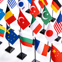 Support de drapeau de table avec piédestal en métal inoxydable pour célébrations festives, décoration de bureau et de maison