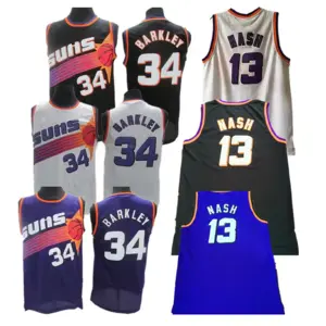 Phoenix Throwback Basketball Jerseys Sun 13 Steve Nash 34 Charles Barkley Stitched USA Retro Classics Jersey For Men - Purple