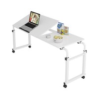 Table de lit réglable en hauteur avec roulettes, bureau mobile pour ordinateur portable, idéal pour la maison, le bureau et l'hôpital
