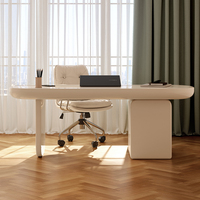 Bureau en L de style crème français 1,8 m avec chaise et 2 tiroirs – Bureau moderne en bois