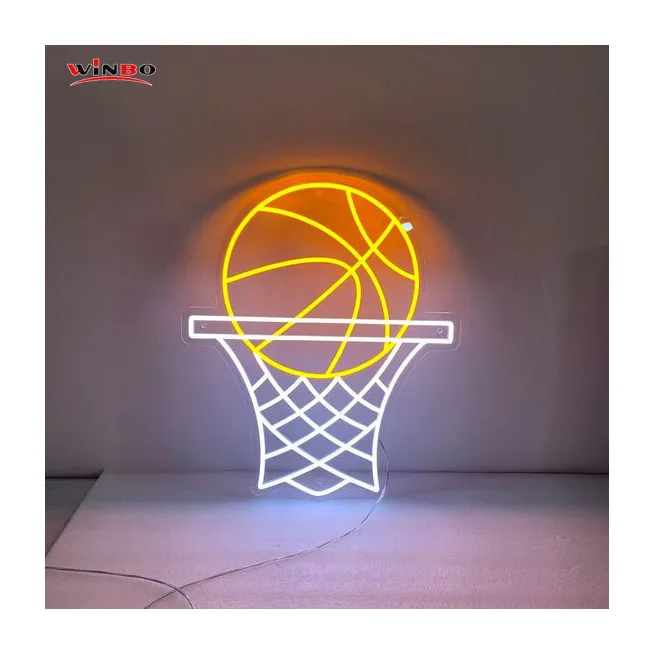 Grosir Logo lampu Led Selamat Ulang Tahun tanda Neon dibuat sesuai pesanan pernikahan Dropshipping tanpa MOQ tanda Neon basket