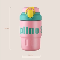 Termo de Acero Inoxidable Md224 para Niñas, 450 ml, Lindas Botellas de Agua con Dibujos Animados para Bebés y Niños, Taza Escolar Portátil para Niños