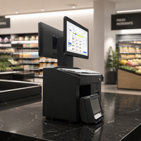 Terminal de point de vente tout-en-un OEM/ODM à double écran, caisse tactile avec imprimante et clavier pour les supermarchés et les commerces de détail
