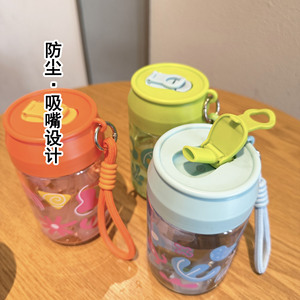 Plastic Beverage Cup 500ml With Rope Cartoon Pattern Water Cup General Use - Product Image 3