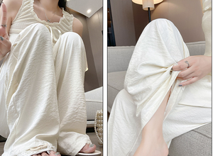 OEM New Fashion <span class=keywords><strong>pantaloni</strong></span> lunghi in seta di ghiaccio da donna <span class=keywords><strong>pantaloni</strong></span> larghi a gamba dritta <span class=keywords><strong>con</strong></span> ampie tasche per una rapida asciugatura - Product Image 4