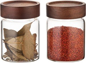 Kitchen Accessories Thread Type Mason <b>Spice</b> <b>Jar</b> Food Grade Borosilicate Glass Storage <b>Jars</b> With Airtight Acacia Wooden Lid - Product Image 4