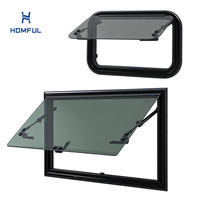 Fenêtre de sortie pour camping-car HOMFUL en verre trempé teinté, en aluminium anodisé, avec moustiquaire et store enrouleur, pour camping-car